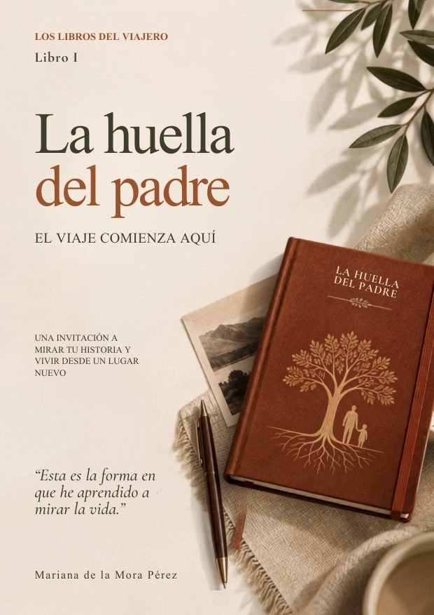 Portada del libro digital «La Huella del Padre», Libro I de Los Libros del Viajero, de Mariana de la Mora Pérez.